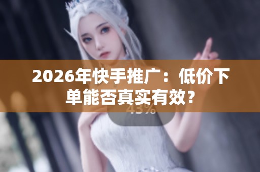 2026年快手推广：低价下单能否真实有效？