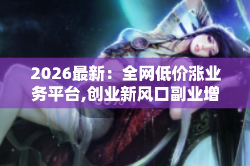 2026最新：全网低价涨业务平台,创业新风口副业增收秘籍指南精细化